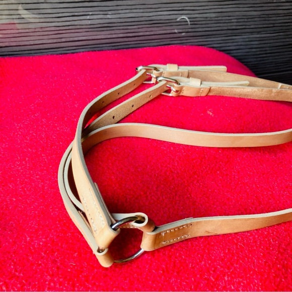 GARUGLIERI Leather Belt Made  in Italy Double Strand with O Rings Metal - Picture 4 of 7